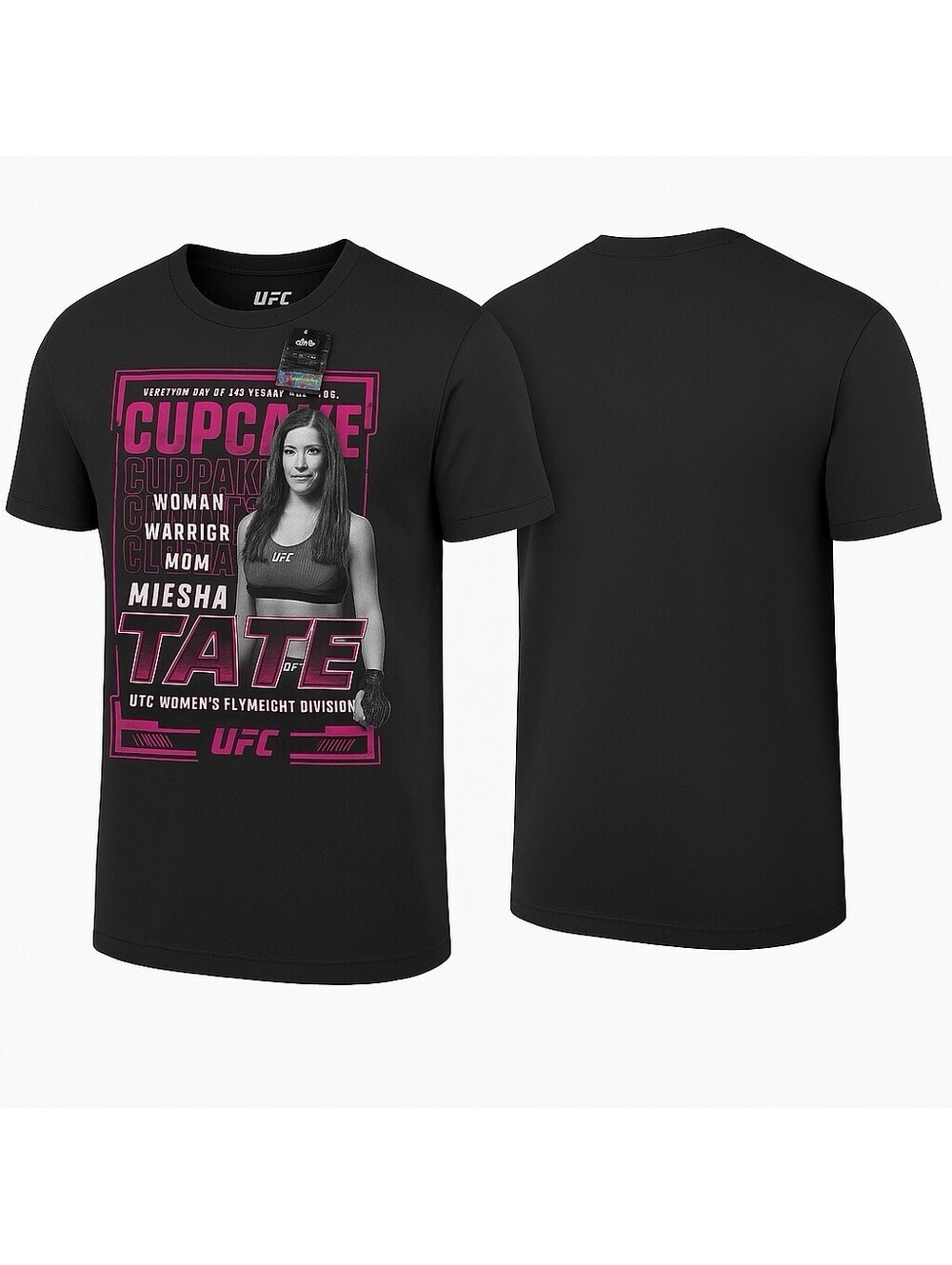 Miesha Tate UFC Cupcake Black Graphic T-Shirt Size Large 100% Cotton